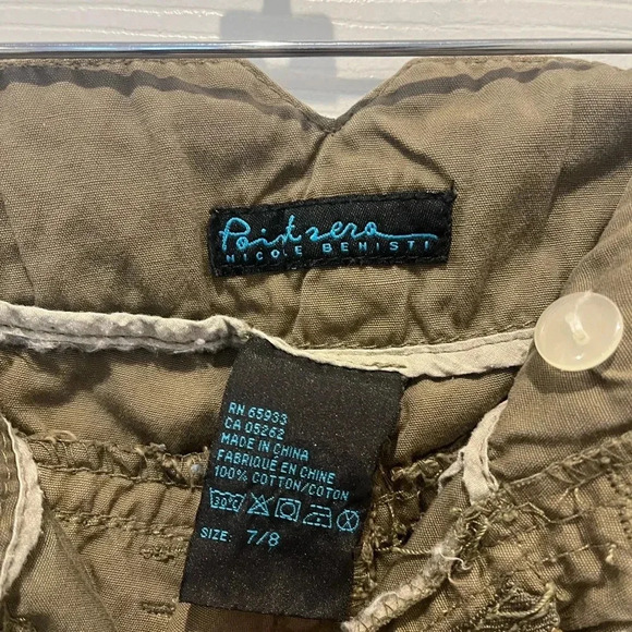 Vintage Y2K Low Rise Wide Khaki Green Cargo Pants Floral Whimsygoth Retro 8 - Picture 4 of 5